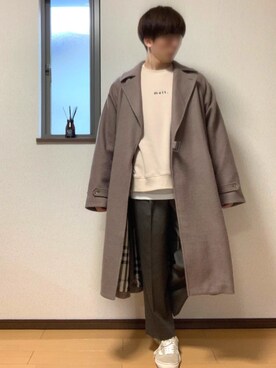 「shiki tokyo（シキトウキョウ）のアイテム（トレンチコート）」を使った、ぽんぬ🪡さん（メンズ・175cm）の冬コーディネート