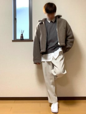 「shiki tokyo（シキトウキョウ）のアイテム（スウェット）」を使った、ぽんぬ🪡さん（メンズ・175cm）の冬コーディネート