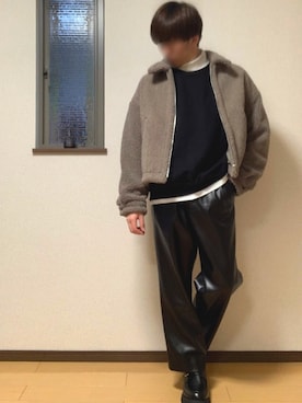 「CREARE -LINO-（クレアーレリノ）のアイテム（スウェット）」を使った、ぽんぬ🪡さん（メンズ・175cm）の冬コーディネート