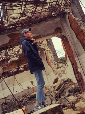 「carhartt」｜「アイテム（マウンテンパーカー）」を使った、yasokcさん（メンズ・176cm）の冬コーディネート