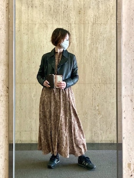 ワンピースを使った 革ジャン の人気ファッションコーディネート Wear