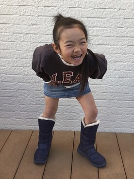 「Lee（リー）のアイテム（スカート）」を使った、H♡Hさん（キッズ・120cm）の冬コーディネート