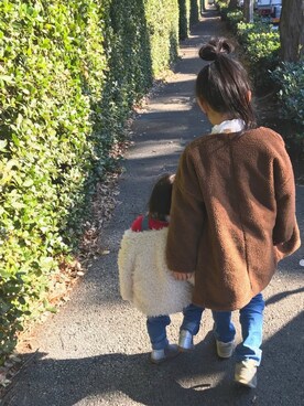 「apres les cours（アプレレクール）のアイテム（その他アウター）」を使った、H♡Hさん（キッズ・120cm）の冬コーディネート
