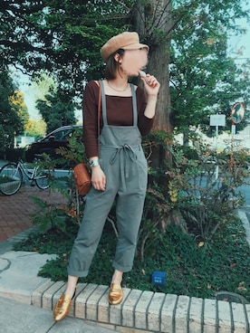 「Doux archives（ドゥアルシーヴ）のアイテム（オールインワン・サロペット）」を使った、remiさん（レディース・158cm）の春コーディネート