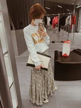 「MSGM（エムエスジーエム）のアイテム（スウェット）」を使った、remiさん（レディース・158cm）の春コーディネート