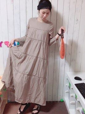 長袖ﾃｨｱｰﾄﾞﾛﾝｸﾞﾜﾝﾋﾟｰｽを使った人気ファッションコーディネート Wear