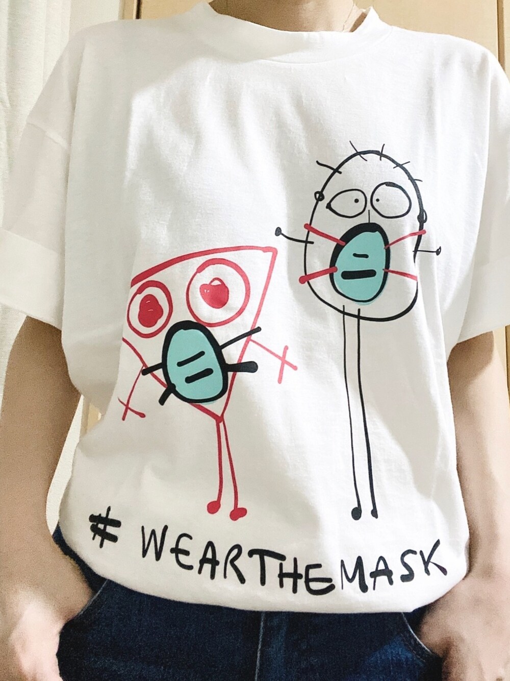 「wearthemask」｜「Plan Cのアイテム（トップス、ホワイト系）」を使った、arafo_jpさん（レディース・154cm）の夏コーディネートの1枚目の写真