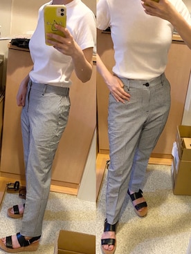 「MUJI Labo（ムジラボ）のアイテム（パンツ、ブラック系）」を使った、arafo_jpさん（レディース・154cm）の夏コーディネート