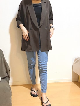 「MOUSSY（マウジー）のアイテム（テーラードジャケット）」を使った、arafo_jpさん（レディース・154cm）の秋コーディネート