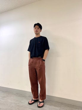 「URBAN RESEARCH DOORS（アーバンリサーチドアーズ）のハードマンズリネン 2タックトラウザー（その他パンツ）」を使った、Kakeruさん（メンズ・184cm）の夏コーディネート