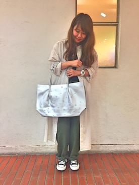 「CUBE SUGAR（キューブシュガー）のアイテム（シャツワンピース）」を使った、katsumataさん（レディース・153cm）の秋コーディネート