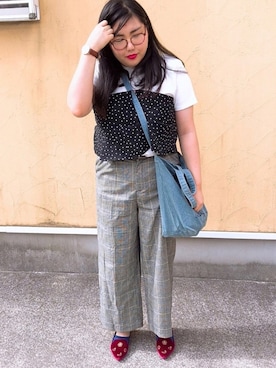 「GRANDEDGE（グランドエッジ）のアイテム」を使った、真名愛恵さん（レディース・163cm）の秋コーディネート