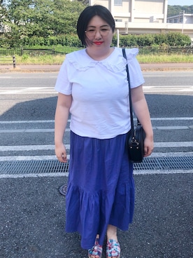 「Samansa Mos2 blue（サマンサモスモスブルー）のアイテム（スカート）」を使った、真名愛恵さん（レディース・163cm・30代）の夏コーディネート