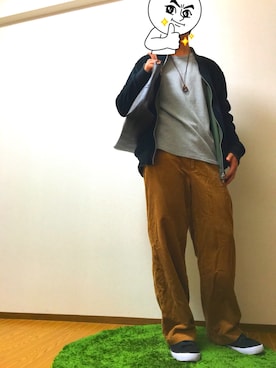 「HVC（エイチブイシー）のアイテム（MA-1）」を使った、kazu__さん（メンズ・177cm）の冬コーディネート
