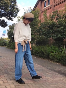 「Samansa Mos2 blue（サマンサモスモスブルー）のアイテム（ハンチング/ベレー帽）」を使った、natsukiさん（レディース・164cm）の春コーディネート
