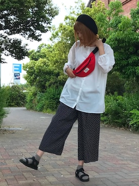 「Samansa Mos2 blue（サマンサモスモスブルー）のアイテム（ハンチング/ベレー帽）」を使った、natsukiさん（レディース・164cm）の春コーディネート