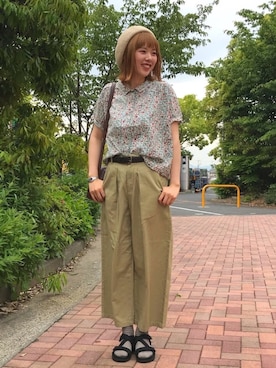 「Samansa Mos2 blue（サマンサモスモスブルー）のアイテム（ハンチング/ベレー帽）」を使った、natsukiさん（レディース・164cm）の春コーディネート