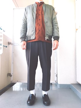 「FREAK'S STORE（フリークスストア）のアイテム（MA-1）」を使った、全身ユニクロおじさんさん（メンズ・177cm）の春コーディネート