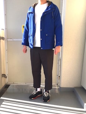 「RAGEBLUE（レイジブルー）のアイテム（マウンテンパーカー）」を使った、全身ユニクロおじさんさん（メンズ・177cm）の春コーディネート