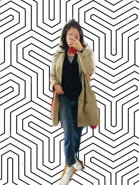 「GAP（ギャップ）のアイテム（トレンチコート）」を使った、Many北鼻さん（レディース・166cm）の春コーディネート