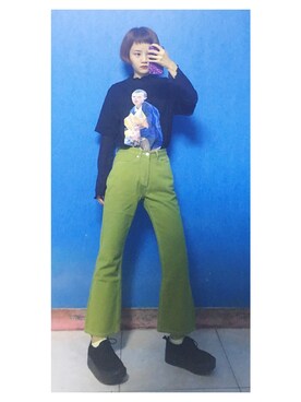 「UNIF（ユニフ）のアイテム（パンツ）」を使った、闲鱼@shixin1993さん（レディース・164cm）の秋コーディネート