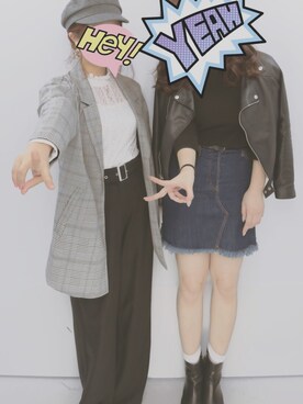 「Right-on（ライトオン）のアイテム（キャスケット）」を使った、ぽよさん（レディース・160cm）の春コーディネート