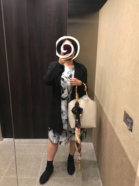 「TOOL faith（ツールフェイス）のアイテム（テーラードジャケット、ブラック系）」を使った、ぷちぷちさん（レディース・149cm）の春コーディネート