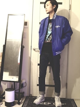 「アイテム（スタジャン）」を使った、コージさん（メンズ・178cm・30代）の春コーディネート