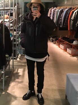 「美容師」｜「アイテム（ダウンジャケット/コート）」を使った、tamarebeccaさん（メンズ・173cm）の冬コーディネート