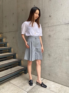 「ARRUM（アールム）のアイテム（サンダル）」を使った、植松美央さん（レディース・159cm）の春コーディネート