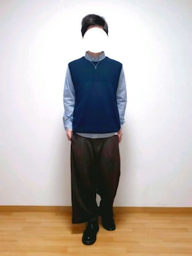 「Vital MONSIEUR NICOLE（ヴィタルムッシュニコル）のアイテム（ベスト）」を使った、Uさん（メンズ・165cm）の秋コーディネート
