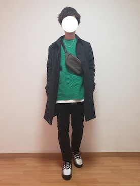 「ネオンカラー」｜「アイテム（ステンカラーコート）」を使った、Uさん（メンズ・165cm）の秋コーディネート