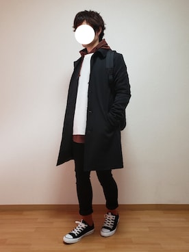 「リドム」｜「アイテム（ステンカラーコート）」を使った、Uさん（メンズ・165cm）の秋コーディネート