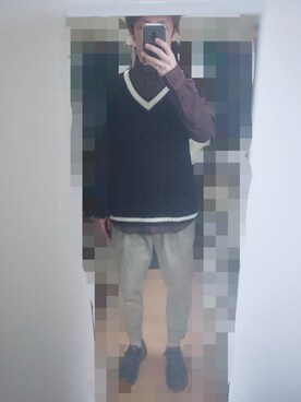 「ZIP FIVE（ジップファイブ）のアイテム（ベスト）」を使った、Uさん（メンズ・165cm）の秋コーディネート