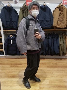 「KaneZ（ケインズ）のアイテム（スウェット）」を使った、Uさん（メンズ・165cm）の冬コーディネート