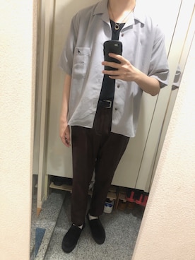 「CASPER JOHN」｜「アイテム（スリッポン）」を使った、琥太朗さん（メンズ・178cm）の夏コーディネート