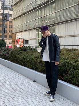 「UNITED TOKYO（ユナイテッドトウキョウ）のダブルフェイスオーバーサイズカットソー/ビッグシルエット（Tシャツ/カットソー、ホワイト系）」を使った、soutamiyamoto1998さん（メンズ・165cm）の冬コーディネート