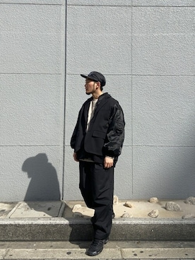 「UNITED TOKYO（ユナイテッドトウキョウ）のドッキングオーバーサイズジャケット/MA-1/2021 SPRING（MA-1、ブラック系）」を使った、soutamiyamoto1998さん（メンズ・165cm）の春コーディネート