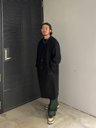 美品 UNITED TOKYO ノーカラー コート ブラック L 美品 【UNITED TOKYO】 ノーカラーコート サイズ1 ブラック メンズ