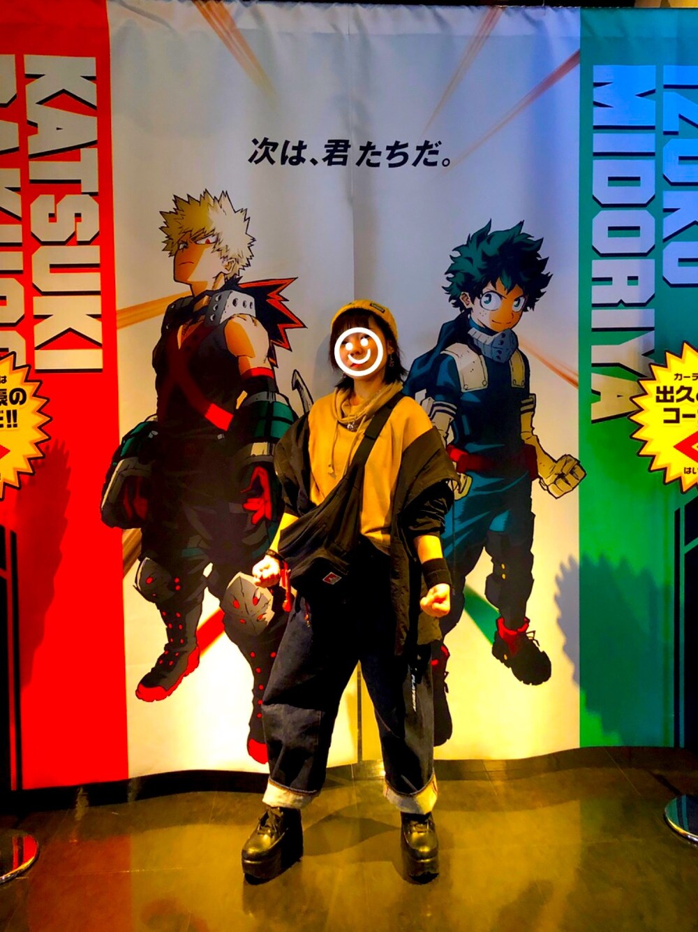 「ニット帽、ジーンズ、休日スタイル、お洒落さんとつながりたい、厚底シューズ、低身長、カジュアル、着回しコーデ」｜「NIKEのNIKE ナイキ スウッシュ リストバンド（バングル/リストバンド、ブラック系）」を使った、ナツさん（レディース・149cm）の冬コーディネートの1枚目の写真