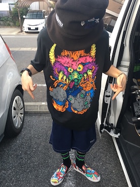 「BUTTSTAIN（バットステイン）のアイテム」を使った、すんさん（メンズ・168cm）の夏コーディネート