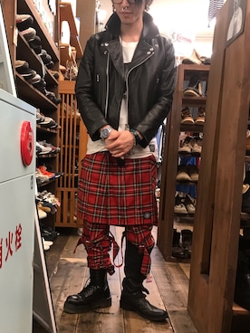 「アイテム（ライダースジャケット）」を使った、すんさん（メンズ・168cm・20代）の冬コーディネート