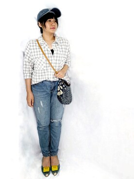 「通勤穿搭」｜「アイテム（スリッポン）」を使った、Liu Agnèsさん（レディース・156cm）の夏コーディネート