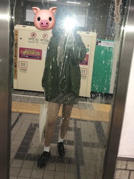 「古着好きな人と繋がりたい」｜「アイテム（MA-1）」を使った、ひ なさん（レディース・164cm）の秋コーディネート