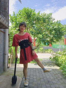 「Ungrid（アングリッド）のアイテム（チューブトップ）」を使った、初九さん（レディース・155cm）の夏コーディネート