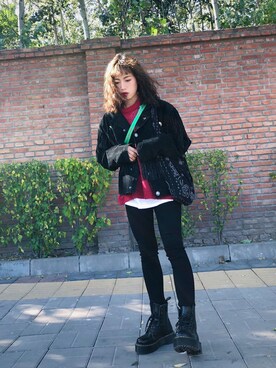 「アイテム（ブルゾン）」を使った、初九さん（レディース・155cm・30代）の秋コーディネート