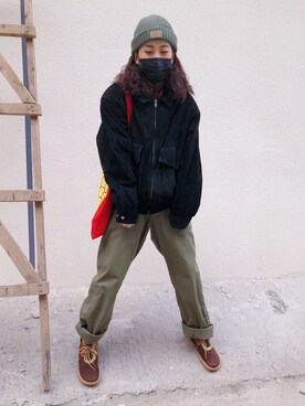 「アイテム（ブルゾン）」を使った、初九さん（レディース・155cm・30代）の冬コーディネート