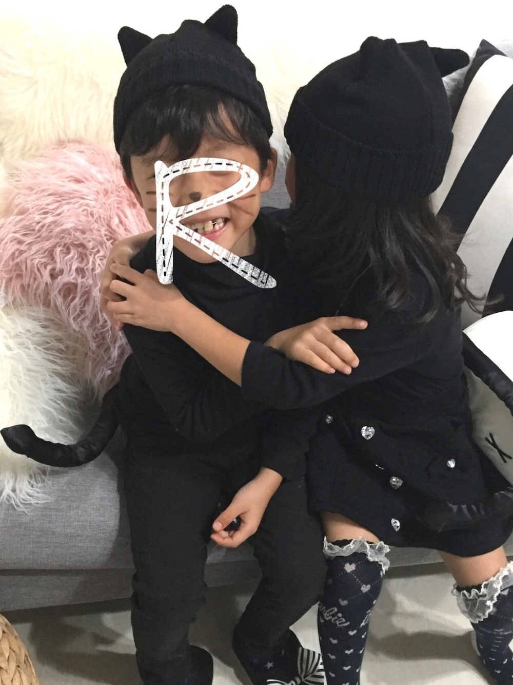 「halloween」｜「DAISOのアイテム（ニットキャップ/ビーニー、ブラック系）」を使った、Ruuuさん（キッズ・110cm）の秋コーディネートの1枚目の写真