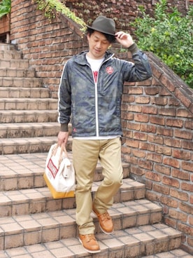 「OldSUmmer（オールドサマー）のアイテム（ナイロンジャケット）」を使った、OldSUmmerさん（メンズ・172cm）の秋コーディネート