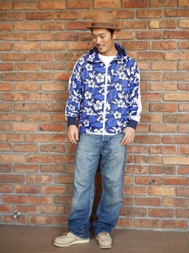「OldSUmmer（オールドサマー）のアイテム（ナイロンジャケット）」を使った、OldSUmmerさん（メンズ・177cm）の秋コーディネート